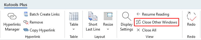 Close Other Windows feature in Kutools for Word